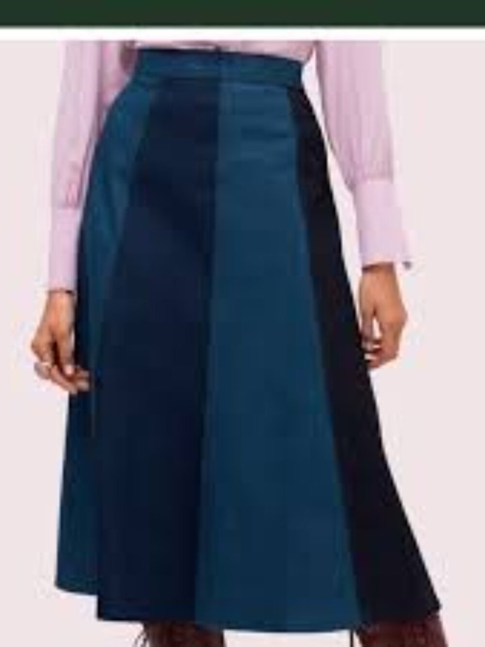 EUC! | Kate Spade Colour Block A-Line Denim Midi Skirt | Indigo Multi | Size 12